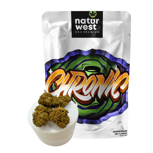 Flor CBD Naturwest Chronic — 5 gr CBD Outdoor — cogollo en envase individual termosellado